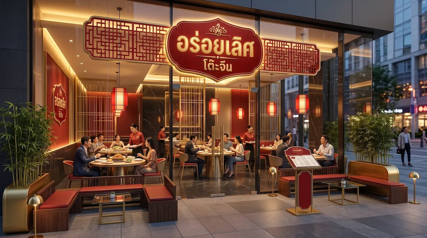 หน้าร้านอร่อยเลิศ โต๊ะจีน