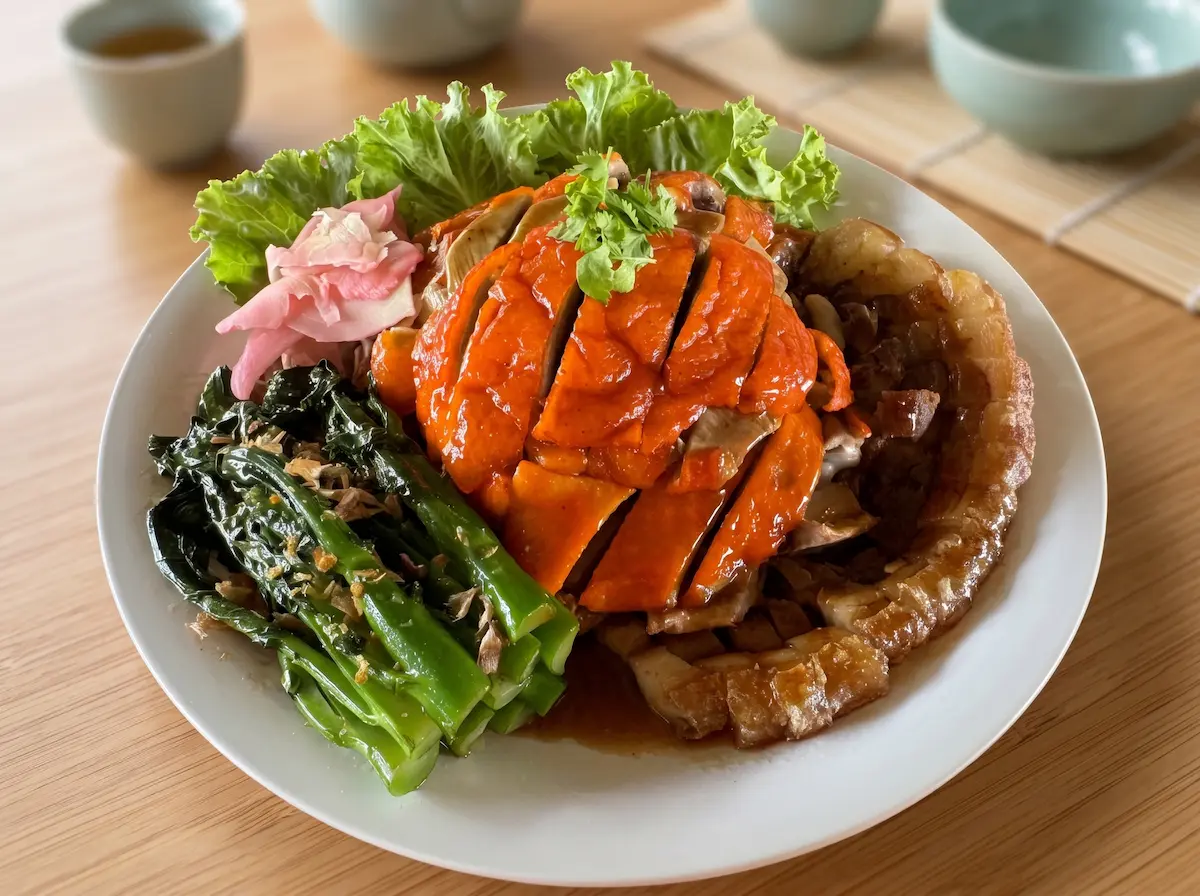 เป็ดย่างหมูกรอบทรงเครื่อง
