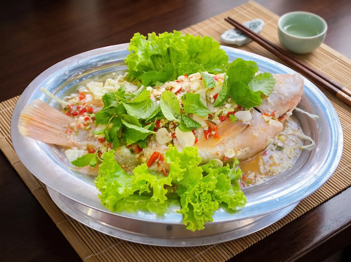 ปลาทับทิมนึ่งมะนาว